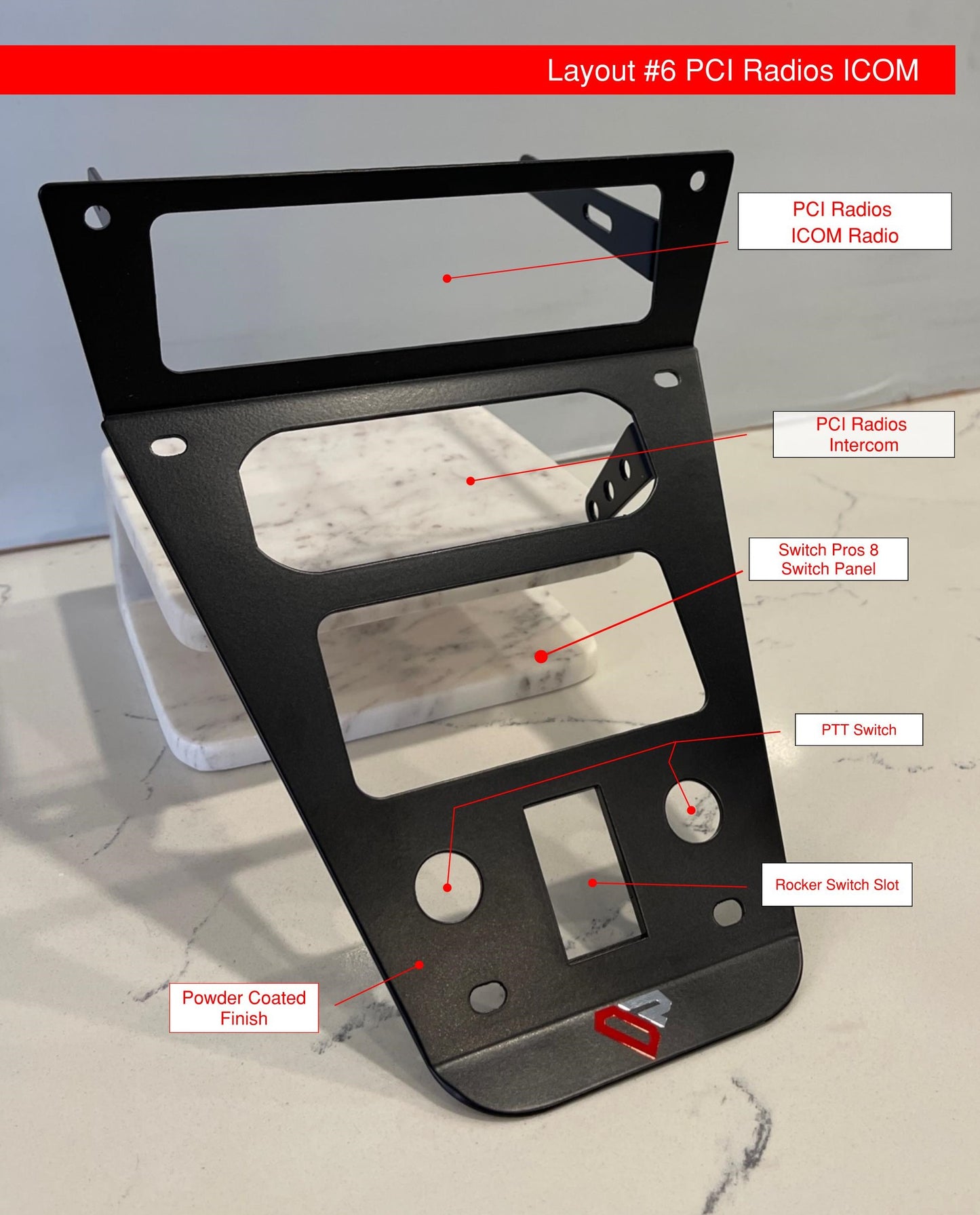 Low Pro PCI ICOM Radio & Intercom Mount for Polaris RZR Pro R / Turbo R / Pro XP | Diamond Performance