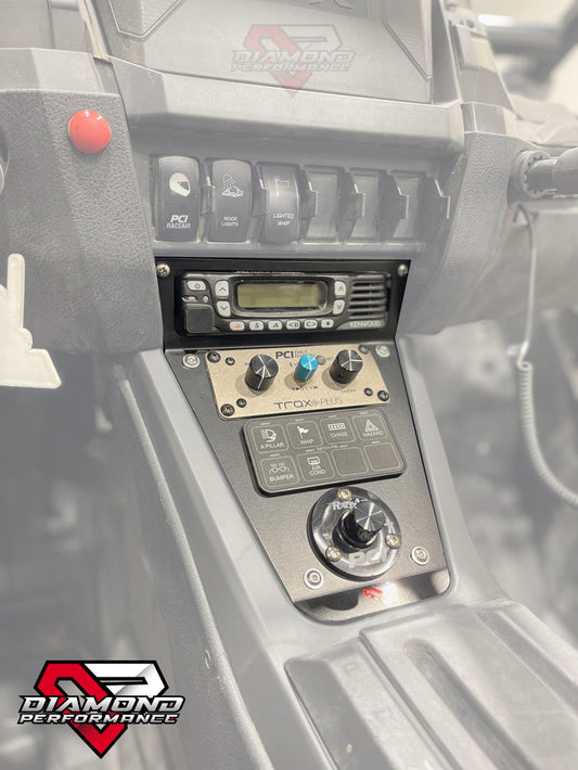 Diamond Performance PCI Kenwood low pro radio dash mount installed in Polaris RZR Pro R