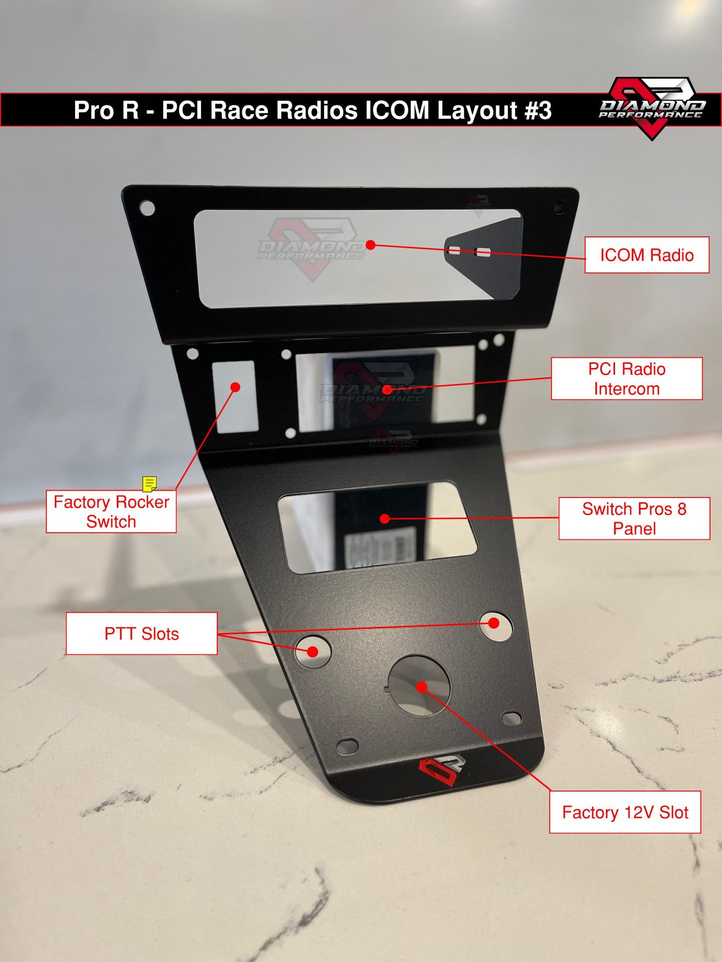 XL PCI Radios ICOM Radio & Intercom Dash Mount For Polaris RZR PRO R, Turbo R, & PRO XP | Diamond Performance