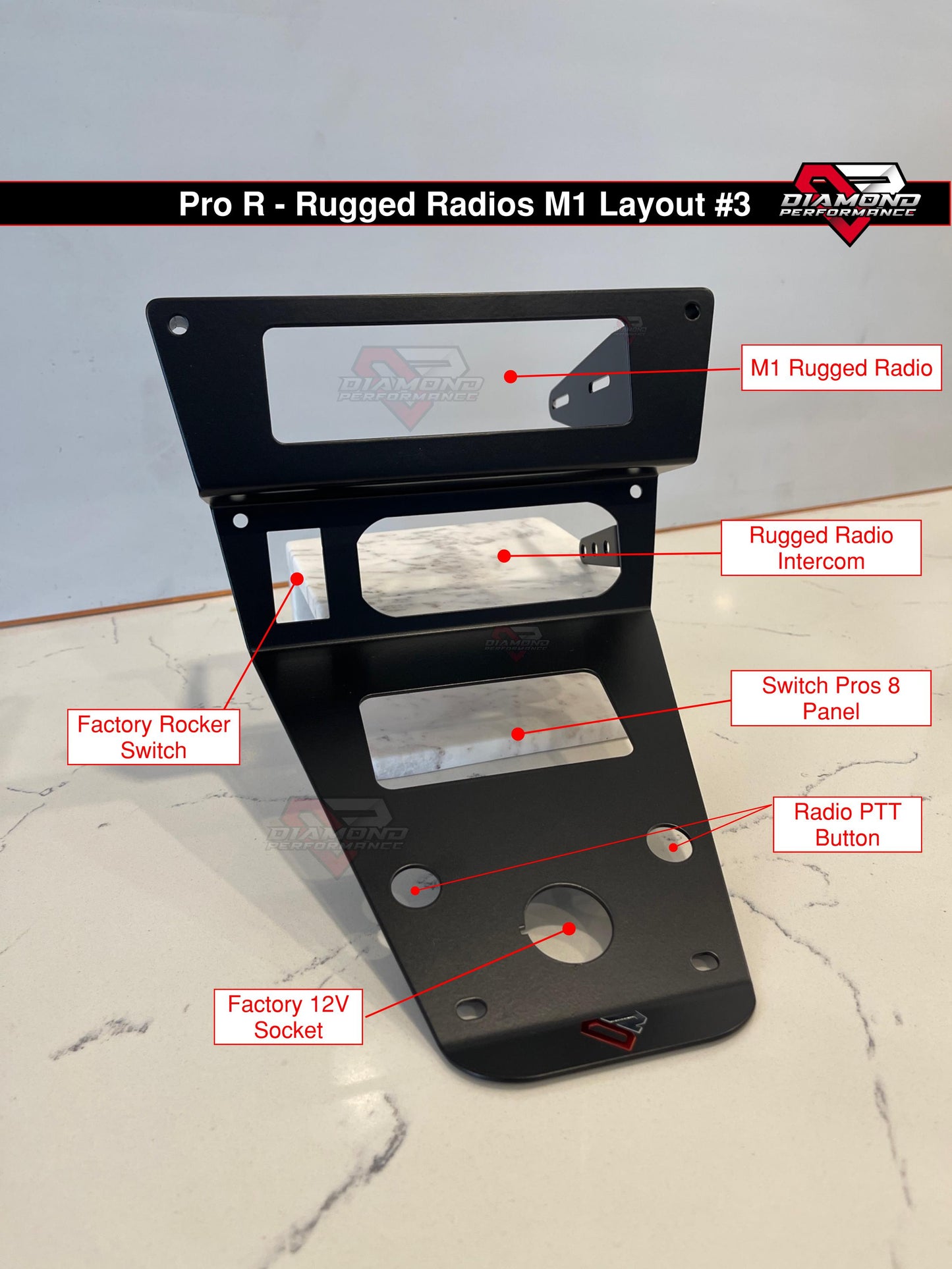 XL Rugged Radios M1 & Intercom Dash Mount For Polaris RZR PRO R, Turbo R, & PRO XP | Diamond Performance